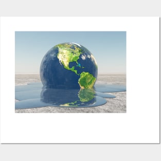 Melting planet Earth Posters and Art